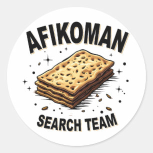 Sticker Rond Équipe de recherche Afikoman Hanoukka Jewish Food 