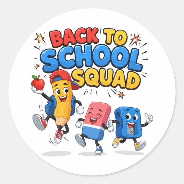 Sticker Rond Équipe de rentrée scolaire - Design mignon de gomm (Devant)