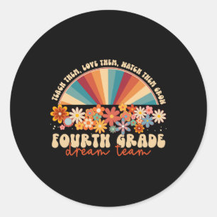 Sticker Rond Équipe de rêve de 4e année Super Arc-en-ciel Retou