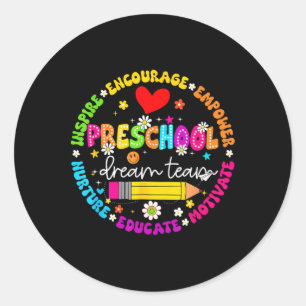 Sticker Rond Équipe de rêve de maternelle retour à l'école pour