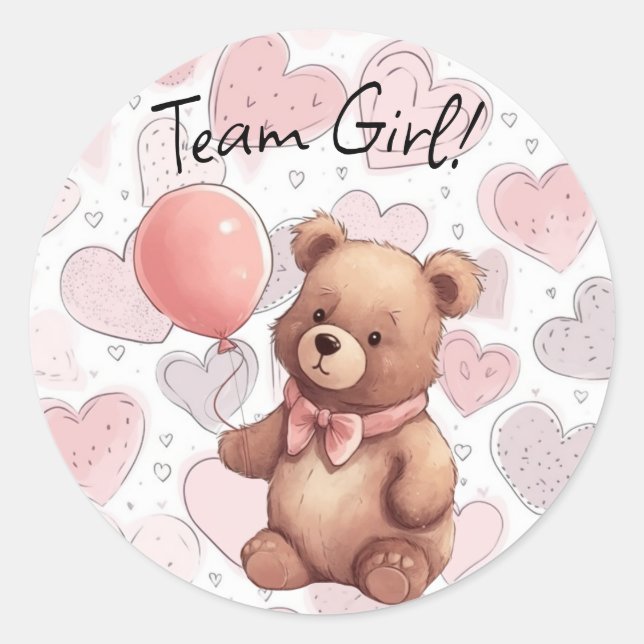 Sticker Rond Équipe de révélation de genre Fille rose (Devant)