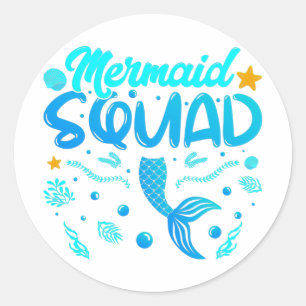 Sticker Rond Équipe De Sirène De L'Anniversaire Classique Stick
