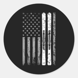 Sticker Rond Équipe de ski de descente 4 juillet drapeau améric