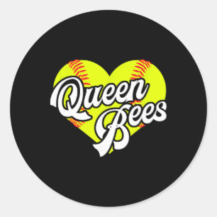 Sticker Rond Équipe de softball Heart Queen Bees Ligue de T-bal