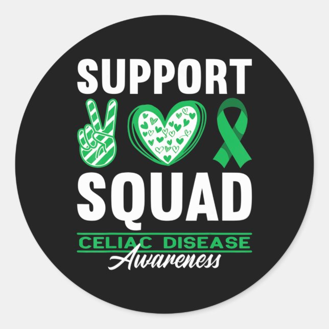 Sticker Rond Équipe de soutien I Gluten Sans Coeliaque Maladie  (Devant)