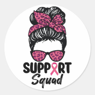 Sticker Rond Équipe de soutien Nœud décoiffé Guerrière rose Can