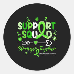 Sticker Rond Équipe de soutien super Green Ribbon Lymphome Canc