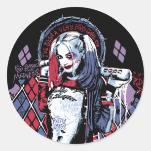 Sticker Rond Équipe de suicide   Harley Quinn Graffiti encré