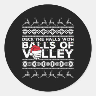 Sticker Rond Équipe de volleyball laide doux lumières de Noël S