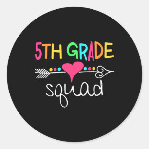 Sticker Rond Équipe d'élèves de 5e année Cinquième enseignant R