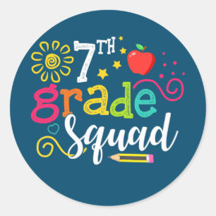 Sticker Rond Équipe d'élèves de 7e année 7e équipe d'enseignant