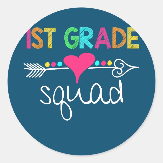Sticker Rond Équipe d'enseignants de 1re année Retour à (Devant)