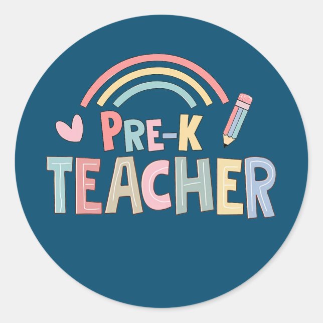 Sticker Rond Équipe d'enseignants préK Équipe préscolaire Arc-e (Devant)