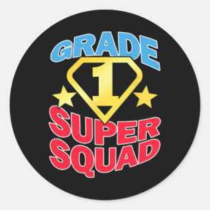 Sticker Rond Équipe d'enseignants superhero de 1re année