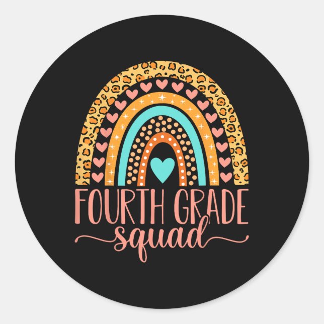 Sticker Rond Équipe d'équipe de 4e année Enseignant de 4e année (Devant)