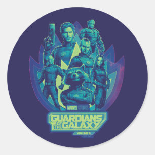 Sticker Rond Équipe des Gardiens de la Galaxie en Graphique d'E