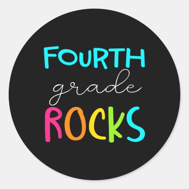 Sticker Rond Équipe des rochers de 4e année Enseignant (Devant)