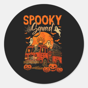 Sticker Rond Équipe d'Halloween effrayante Squelette conduisant