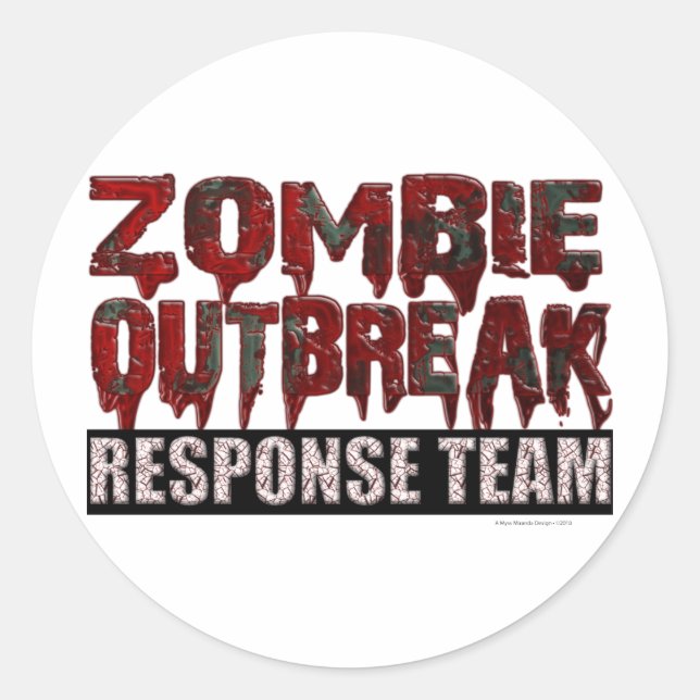 Sticker Rond Équipe d'intervention en cas d'éclosion de zombie (Devant)