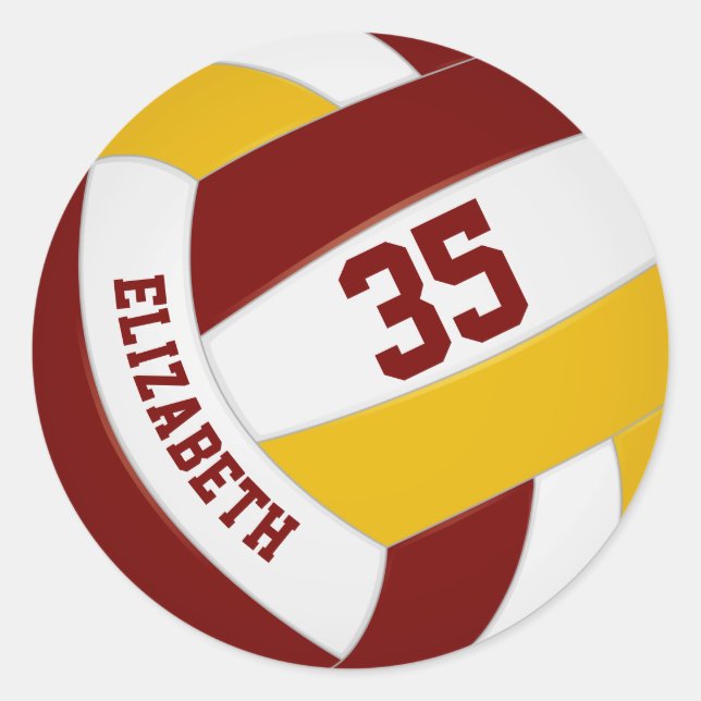 Sticker Rond équipe d'or maroon couleurs garçons filles volley- (Devant)