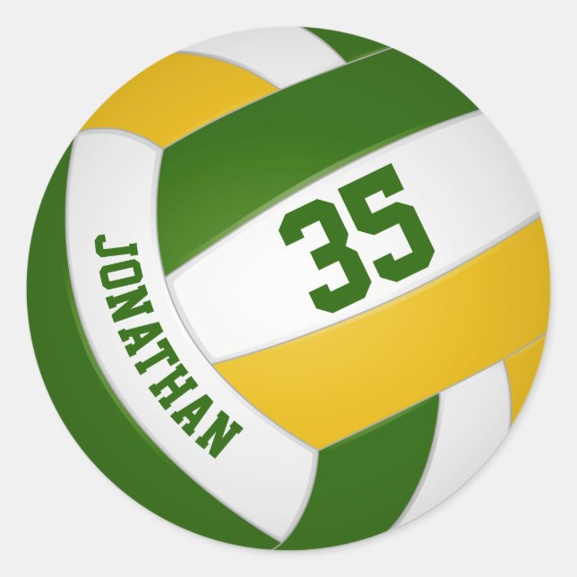 Sticker Rond équipe d'or vert couleurs garçons filles volleball (Devant)