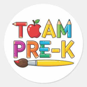 Sticker Rond Équipe École Colorée Pré-Maternelle