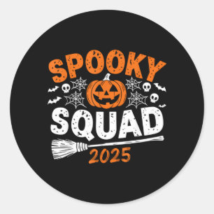 Sticker Rond Équipe effrayante 2025 Halloween familial assorti
