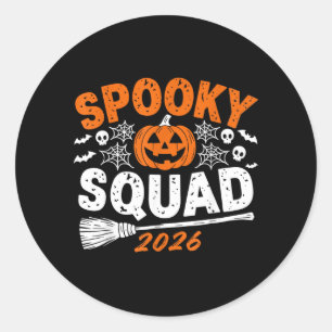 Sticker Rond Équipe effrayante 2026 Halloween familial assorti