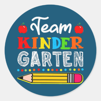 Sticker Rond Équipe Enseignant De Jardin D'Enfants Retour À L'É