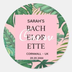 Sticker Rond Équipe Exotique Tropical Palm Greenery Bachelorett