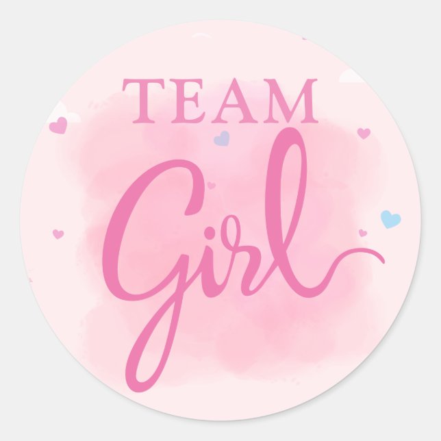 Sticker Rond Équipe fille aquarelle rose sexe révéler (Devant)