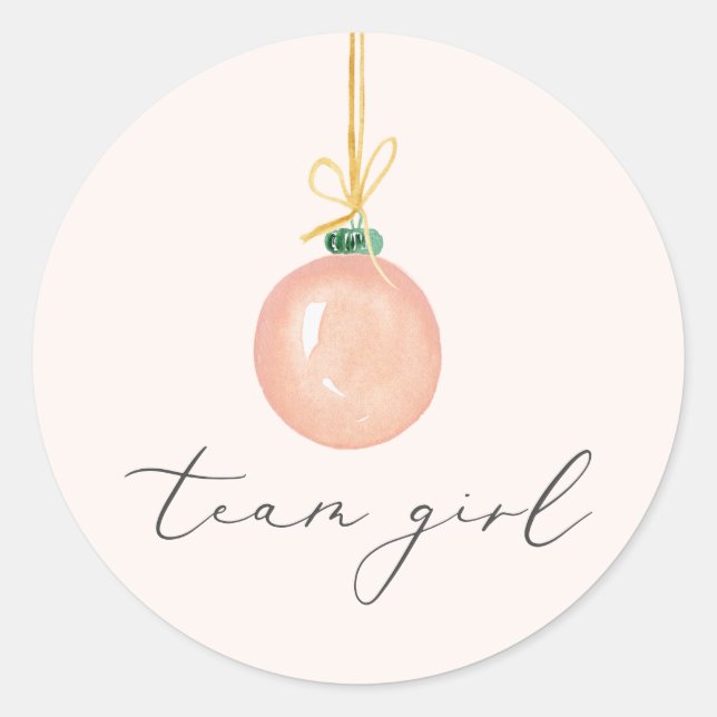 Sticker Rond Équipe Fille Rose Ornement de Noël Révélation de g (Devant)