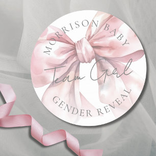 Sticker Rond Équipe Fille Ruban Rose Révélation du Sexe