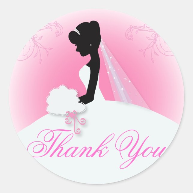 Sticker Rond Équipe mariée Mariage gown Mariée mariée silhouett (Devant)