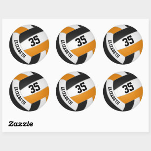 Sticker Rond équipe noire orange couleurs garçons filles volley