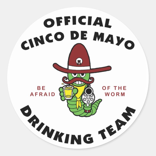 Sticker Rond Équipe officielle de boisson Cinco de Mayo (Devant)