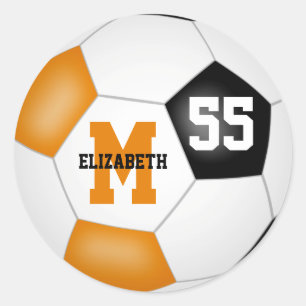 Sticker Rond équipe orange noire couleurs football balle person