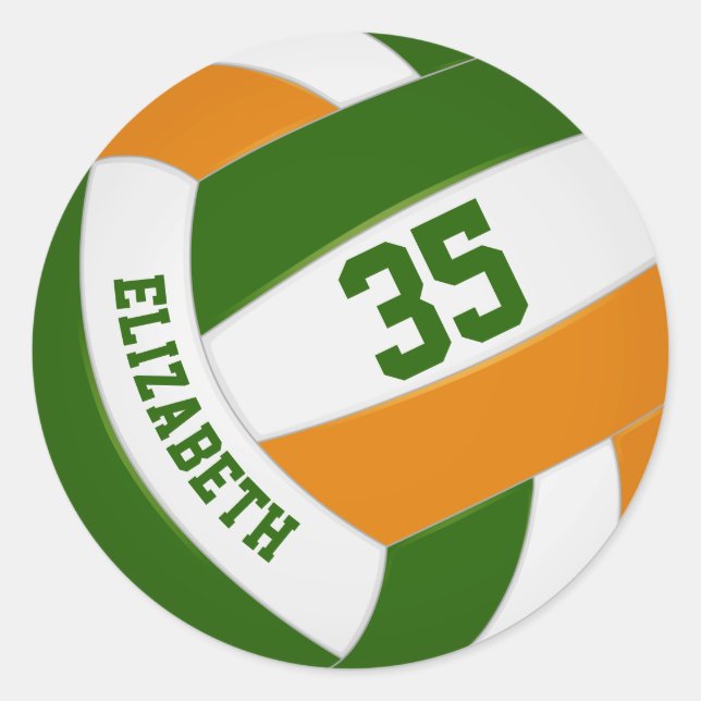 Sticker Rond équipe orange verte couleurs garçons filles volley (Devant)