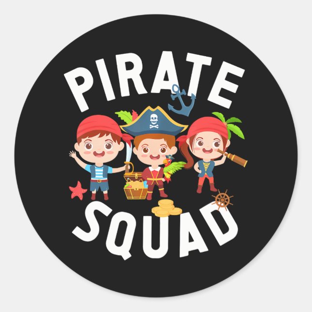 Sticker Rond Équipe Pirate Pirate Cute (Devant)