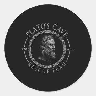 Sticker Rond Équipe Platos Cave Secourt Platon grec antique Phi