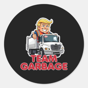 Sticker Rond Équipe poubelle Donald Trump 2025 Élection drôle