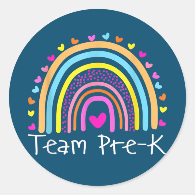 Sticker Rond Équipe Pré K Premier Jour De L'École Enseignant Pr (Devant)