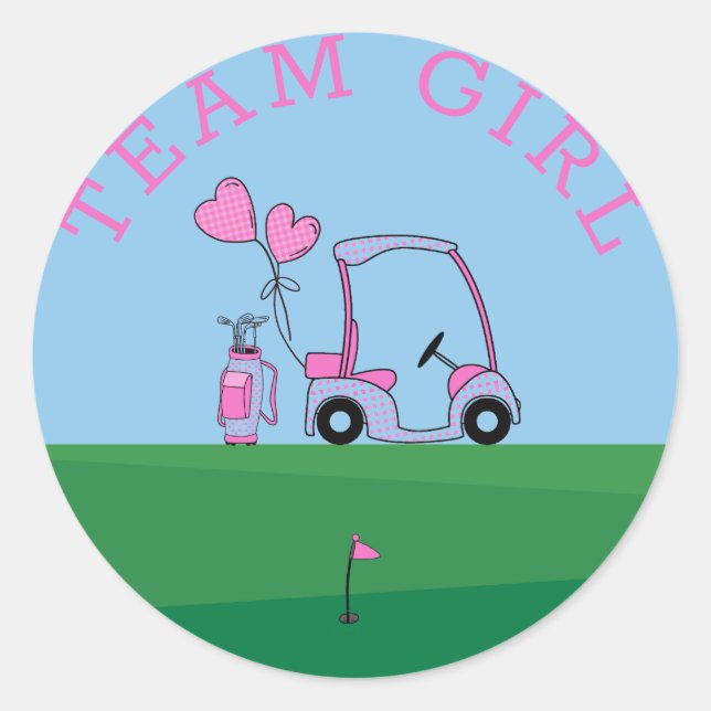 Sticker Rond Équipe Rose Fille Genre Reveillez Party Vote Golf (Devant)
