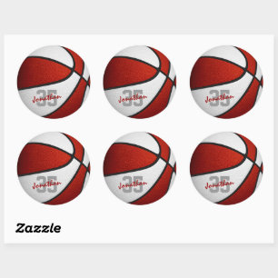Sticker Rond équipe rouge blanc couleurs garçons filles basketb