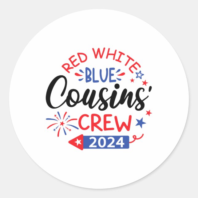 Sticker Rond Équipe Rouge Blanc Et Bleu 4 juillet Famille (Devant)