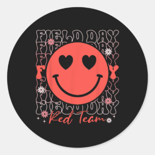 Sticker Rond Équipe rouge Field Day visage souriant Field Day j