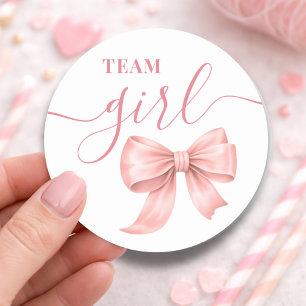 Sticker Rond Équipe Ruban Rose Fille Révélation du Sexe Vote