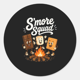 Sticker Rond Équipe S'mores drôle de feu de camp de guimauve