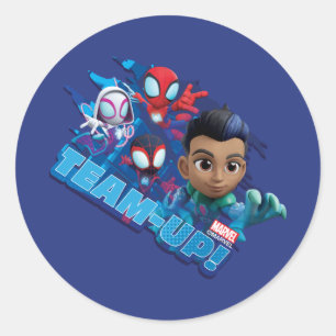Sticker Rond Équipe Spidey et Reptil s'unissent !