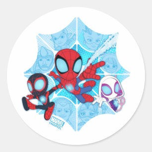 Sticker Rond Équipe Spidey sur la toile de vilains
